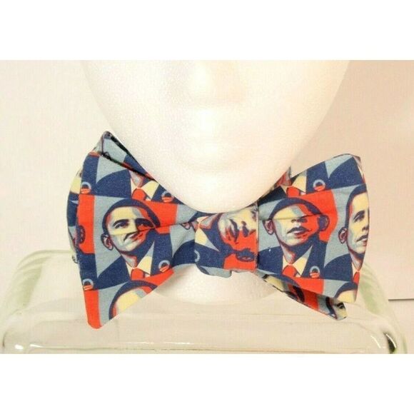 Democrat Barack Obama Bow Tie Campaign Art Deco Hand Made Hook Loop Rare - Picture 1 of 10